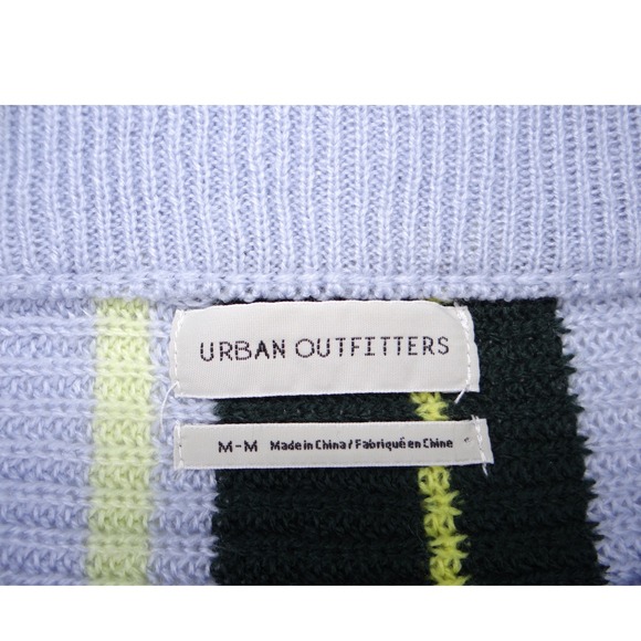 Urban Outfitters Striped Cropped Sweater Pullover Light Blue Yellow Black M - Picture 2 of 4